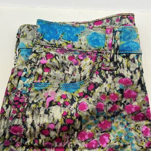 7 For All Mankind Multi-colored Floral Denim Mid Rise Shorts Size 26 - Picture 13 of 16